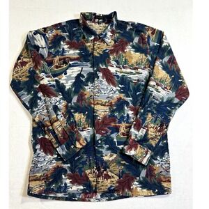 Cesarani Men's Vintage Deer Hunting Shirt Long Sleeve Woodland Nature Button Up